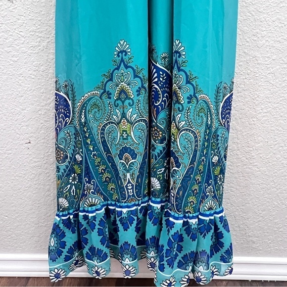 Boston Proper Paisley Print Ruffle High Neck Maxi Dress size - Picture 5 of 14